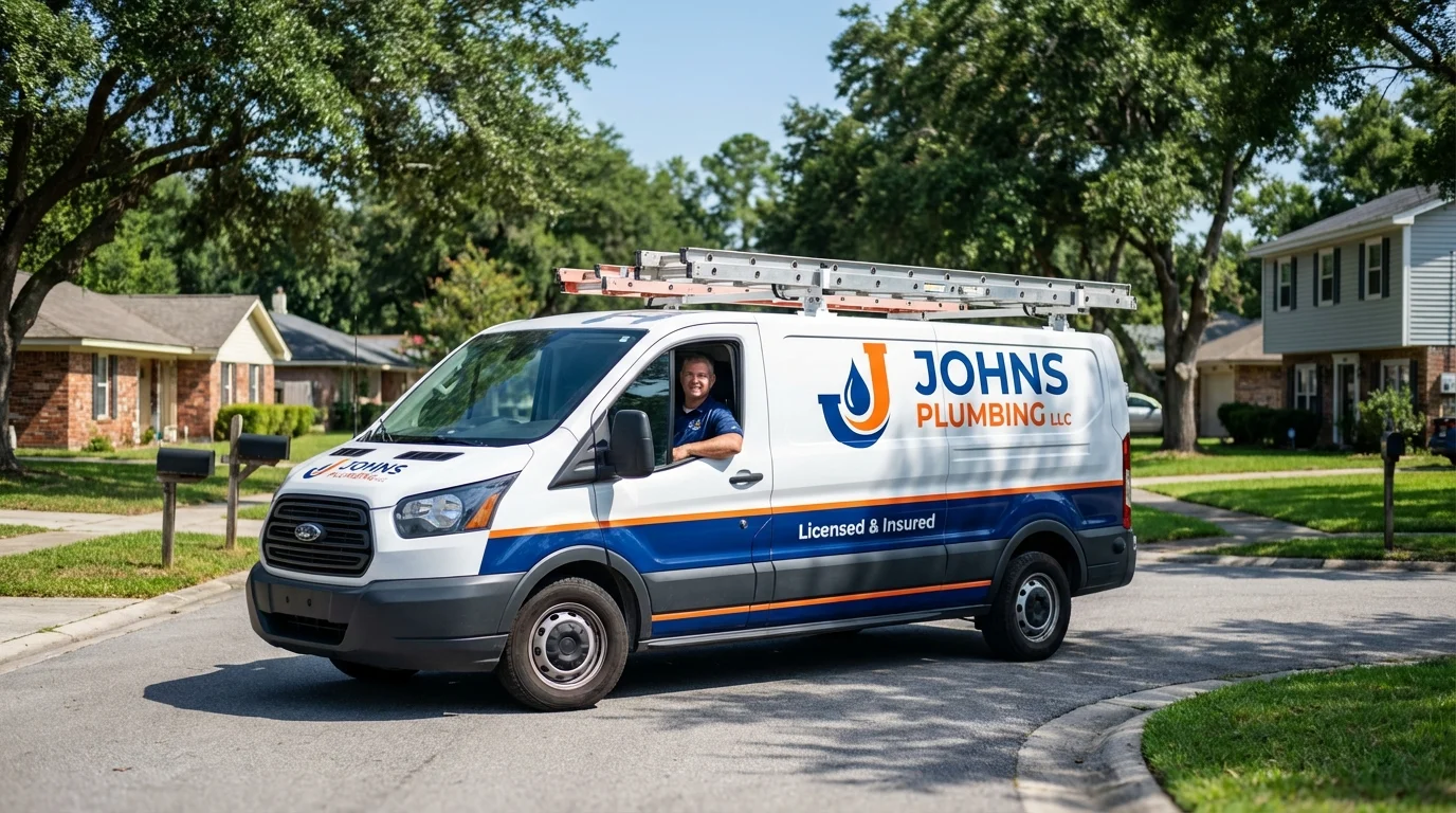 Johns Plumbing LLC service van in Leonia, NJ